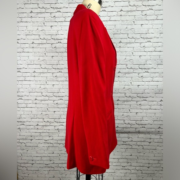 Casual Corner 100% wool gorgeous bright red thin light weight elongated blazer M - Picture 5 of 12